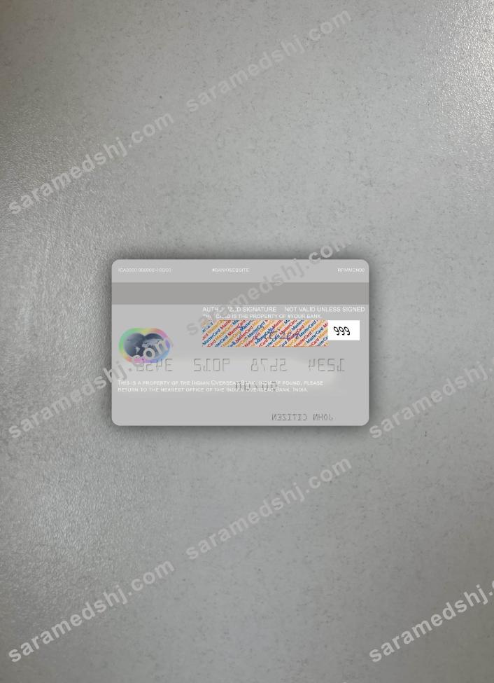 India Indian Overseas Bank mastercard photolook back